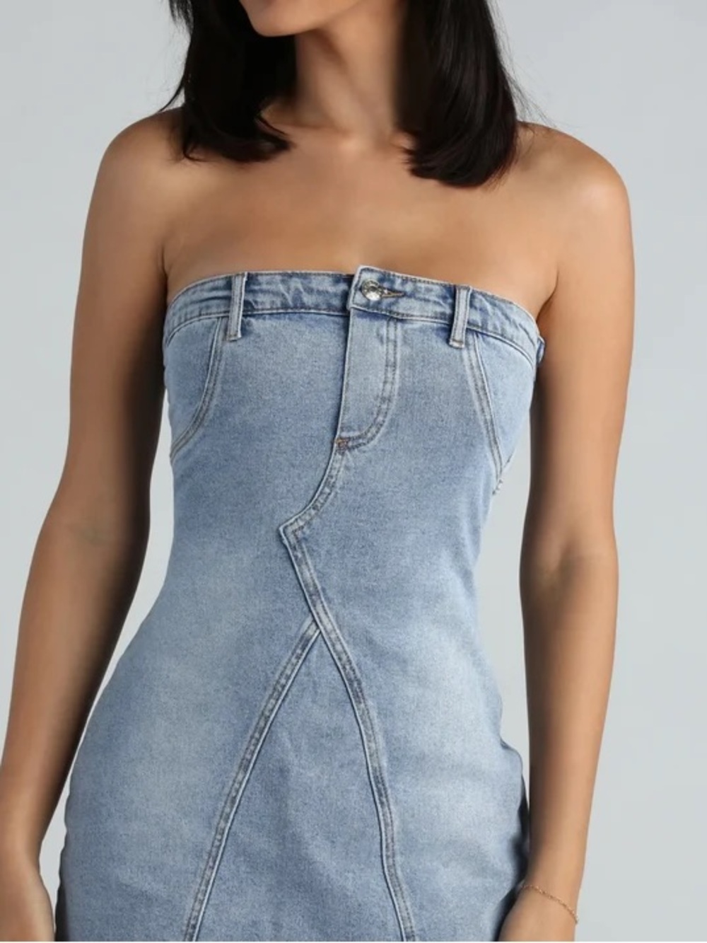 Lavish Tuscaloosa Women’s Mini Denim Strapless Dress Size Medium